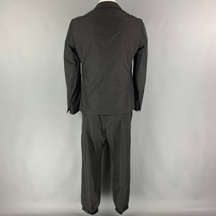 PRADA Size 42 Black Polyester Notch Lapel Suit