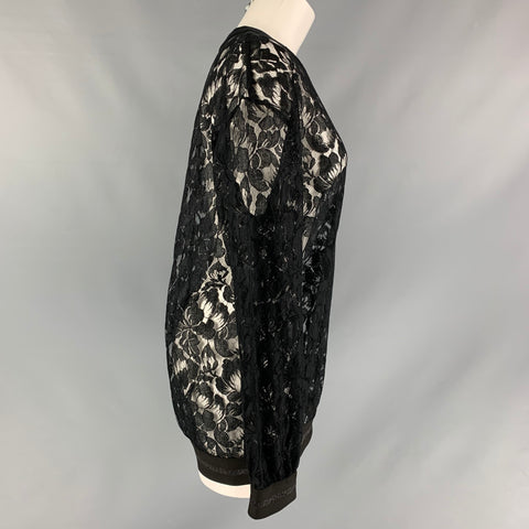 STELLA McCARTNEY Jersey de cuello redondo de poliamida y algodón con encaje negro Talla S