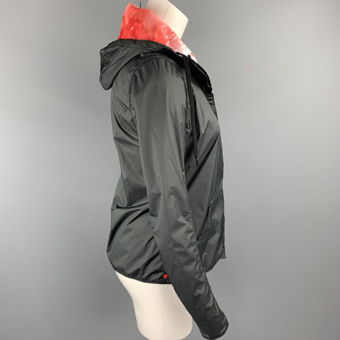 KRU Size 4 Black & Red Polyamide Reversible Hooded Jacket