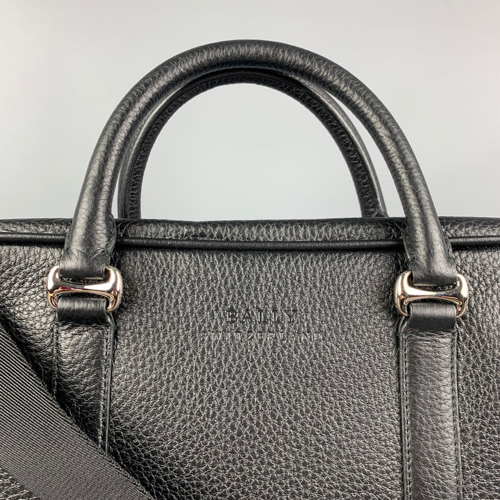 BALLY Black Textured Leather Briefcase Bag