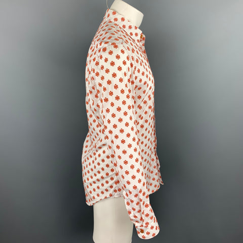VIVIENNE WESTWOOD MAN Size M White & Brown Textured Cotton Long Sleeve Shirt