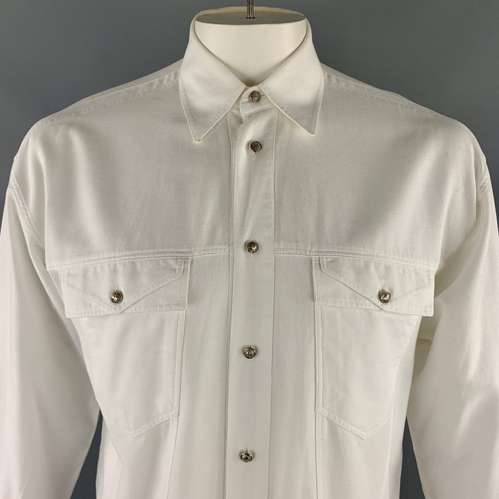 vintage VERSACE JEANS COUTURE Taille M Veste boutonnée en coton blanc