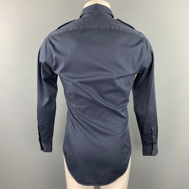 RALPH LAUREN Size S Navy Cotton Patch Pockets Long Sleeve Shirt