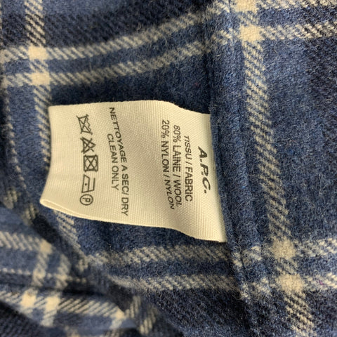 A.P.C. Size M Blue Black Plaid Wool Nylon Long Sleeve Shirt