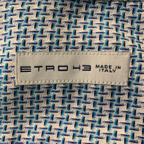 ETRO Size XL Blue &  Grey Print Button Up Long Sleeve Shirt