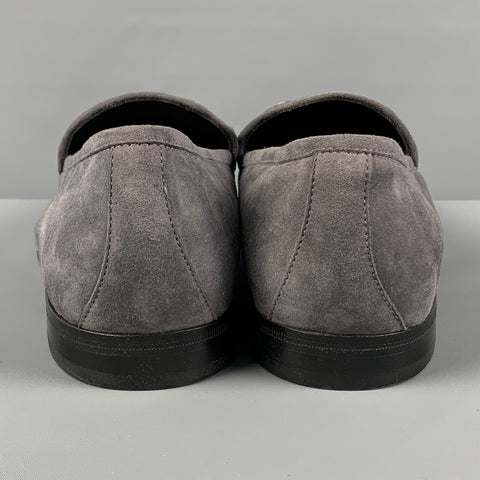JIMMY CHOO Size 8 Grey Suede Horsebit Loafers