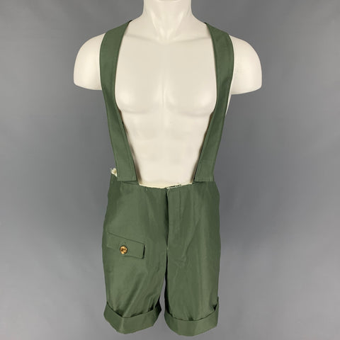 COMME des GARCONS HOMME PLUS Size S Green Cotton Adjustable Suspsenders Overalls