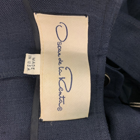 OSCAR DE LA RENTA Size 8 Navy Criss Cross Shoulder Straps Dress