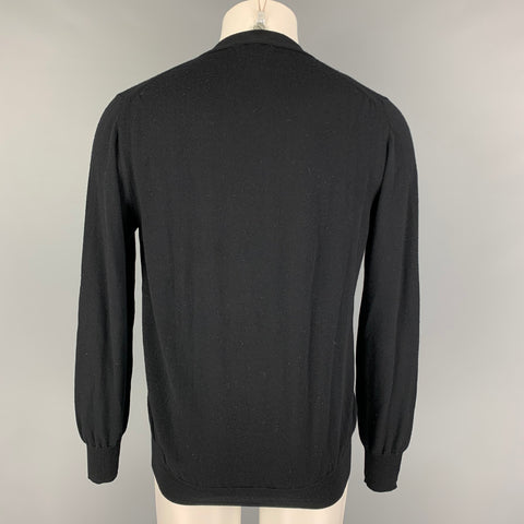 BURBERRY LONDON Size M Black Knit Extra Fine Merino Wool / Viscose Cardigan