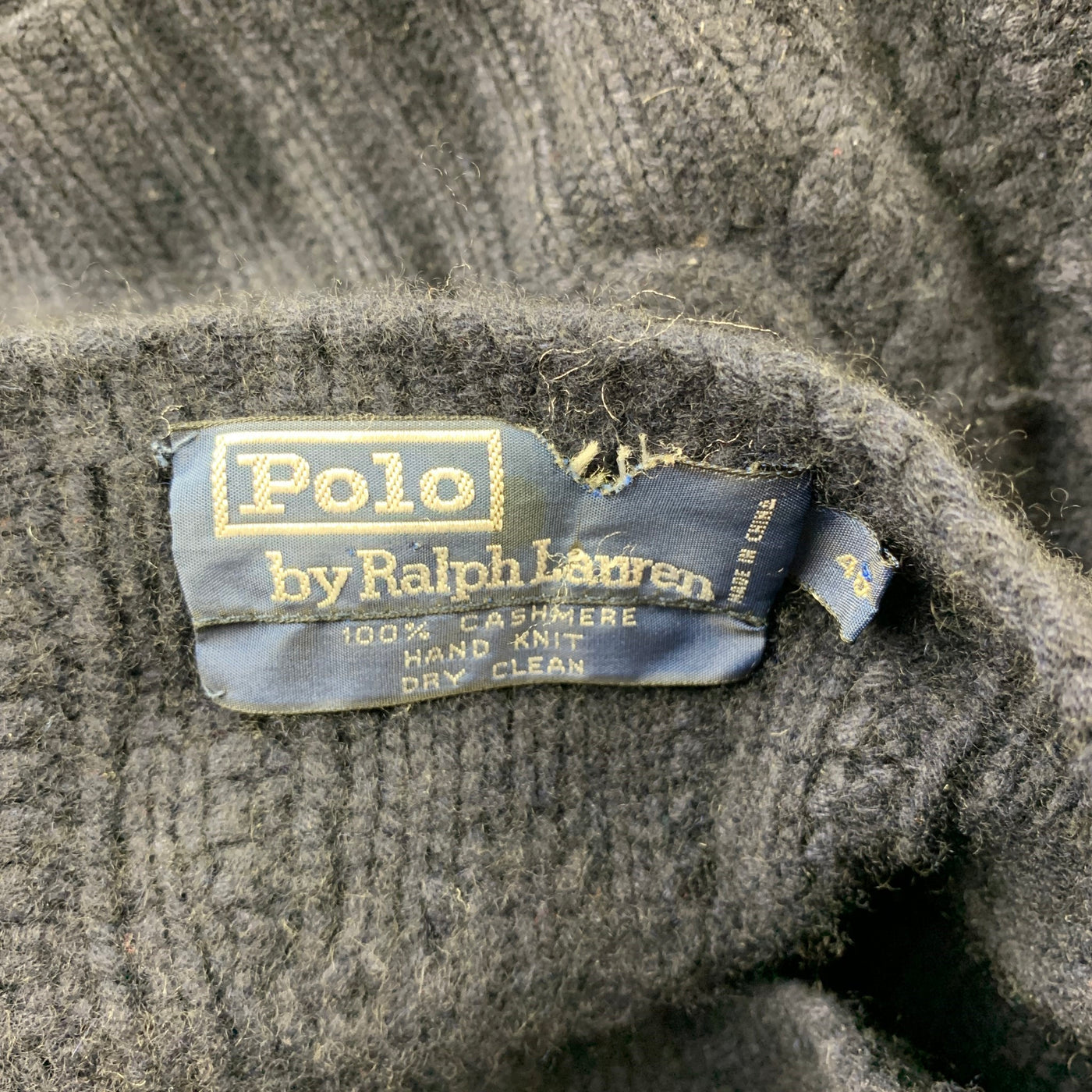 POLO by RALPH LAUREN Size M Navy Hand Knit Cashmere Crew-Neck Sweater