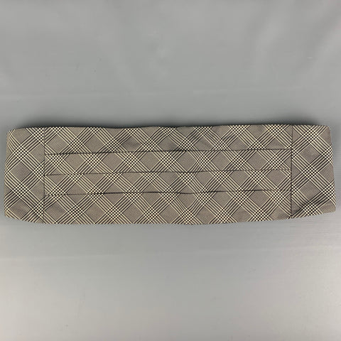 RALPH LAUREN Purple Label Size S/M Black White Glenplaid Silk Cummerbund