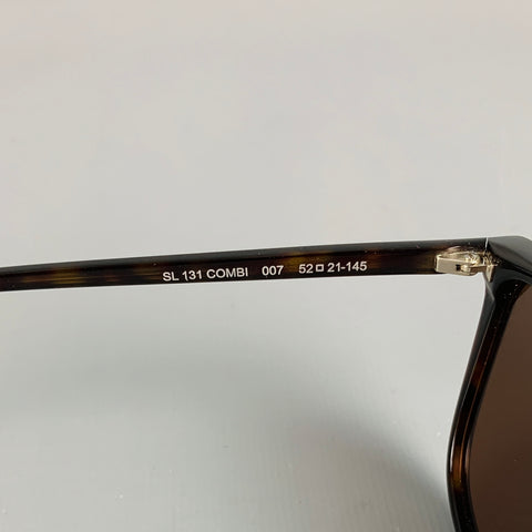 SAINT LAURENT Brown Tortoise Shell Acetate Sunglasses