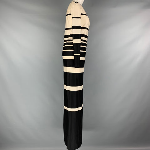 MARC JACOBS Size 0 Cream Black Silk Stripe Column Dress