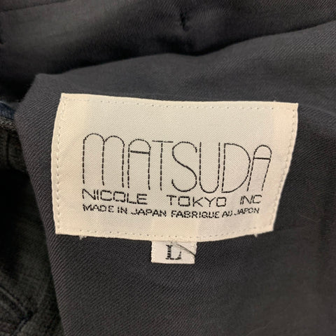 Vintage MATSUDA Size L Gray Linen Cotton Pleated Dress Pants