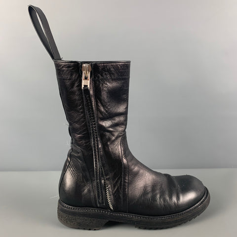 RICK OWENS Talla 8 Botas con cremallera lateral de cuero negro