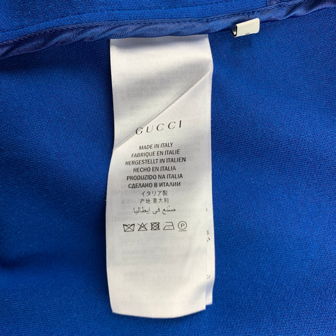 GUCCI Pre-Fall 2018 Taille S Veste en jersey technique bleu et multicolore en polyester/coton zippé GG