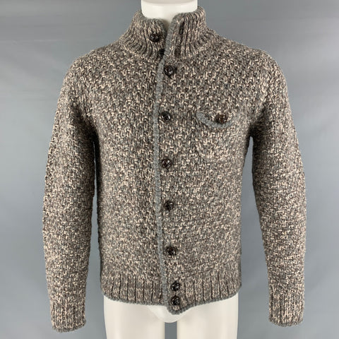MONCLER Size S Grey Oatmeal Knitted Buttoned Jacket