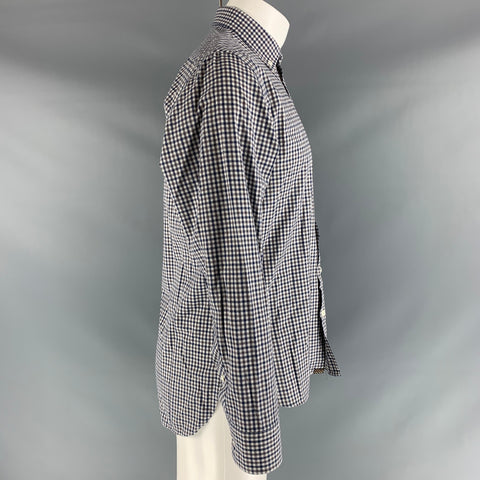 BILLY REID Size M Grey & Blue White Checkered Cotton Long Sleeve Shirt