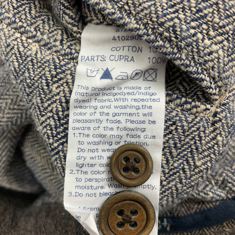 45rpm Size L Tan & Navy Herringbone Cotton Buttoned Coat