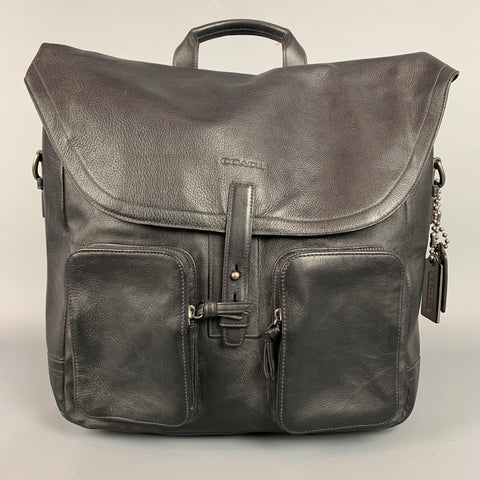 COACH Black Leather Top Handles Backpack