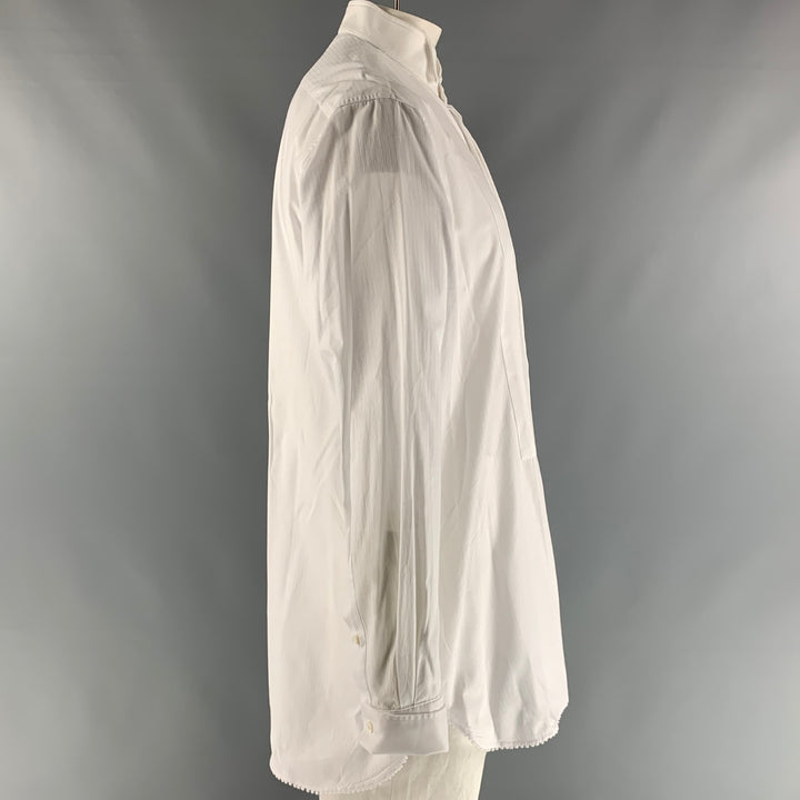 BURBERRY Camisa de manga larga de esmoquin texturizada blanca talla XL