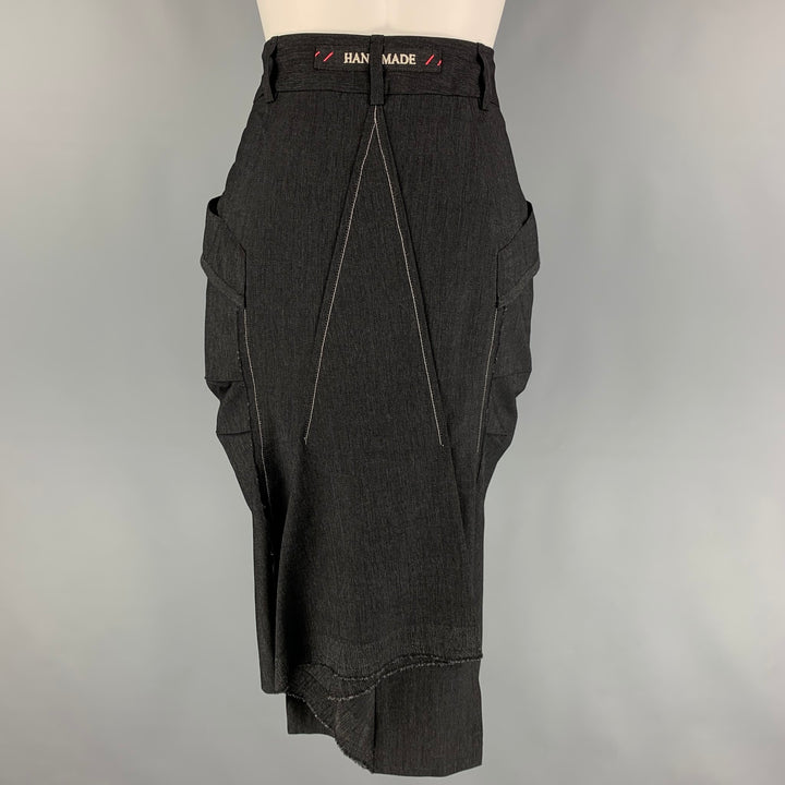MARITHE+FRANCOIS GIRBAUD Size 6 Charcoal Wool Blend High Waisted Skirt