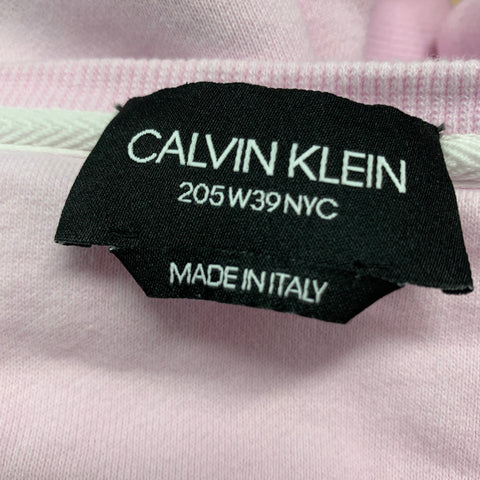 CALVIN KLEIN 205W39NYC Size XXL Pink Green Embroidery Cotton Sweatshirt