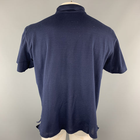 RALPH LAUREN Size L Navy Solid Cotton Buttoned Polo
