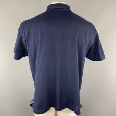 RALPH LAUREN Size L Navy Solid Cotton Buttoned Polo