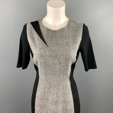 ELIE TAHARI Taille 6 Robe droite en laine mélangée noire et grise en tissus mélangés