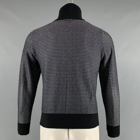 TYLHO Size S Black White Stripe Cotton Cashmere Zip Up Cardigan
