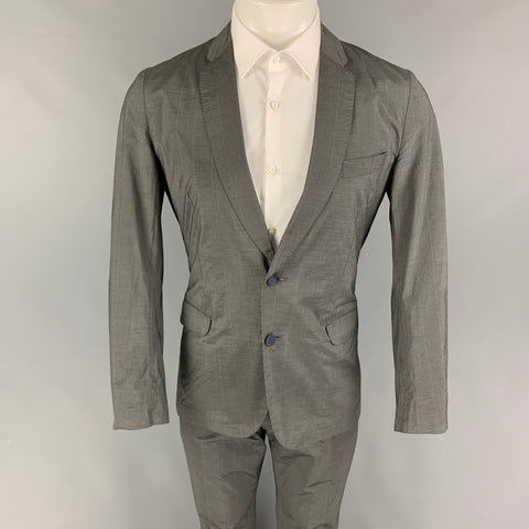 PAUL SMITH Talla S Traje gris con solapa de muesca de seda y algodón a cuadros Glenplaid