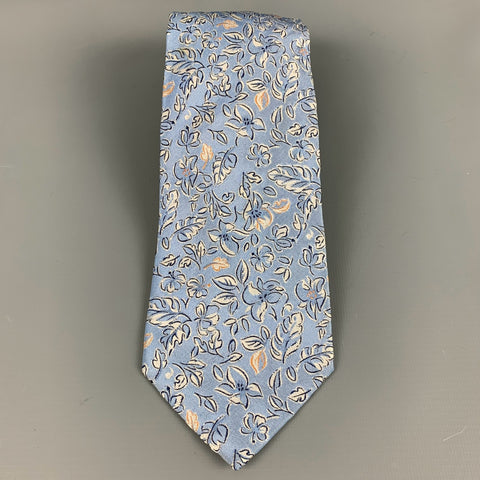 MICKY Blue White Abstract Floral Silk Tie