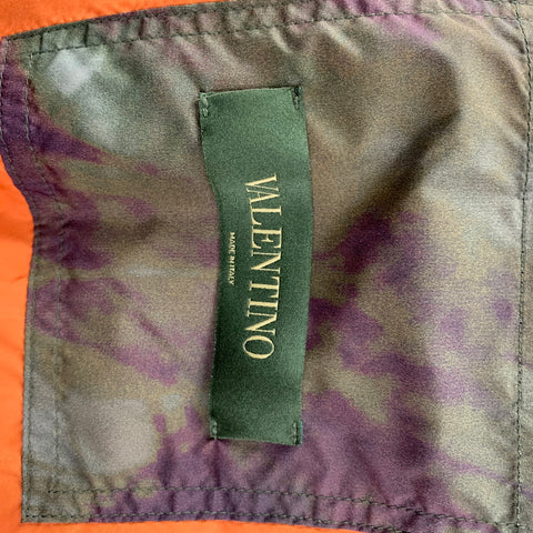 VALENTINO Size 38 Olive Brown Cream Tie Dye Polyamide Jacket