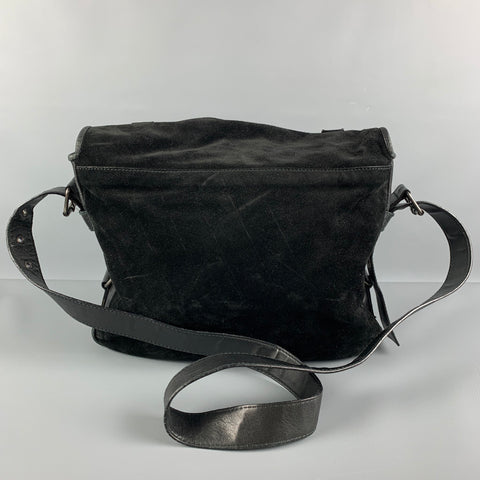 YVES SAINT LAURENT Black Suede Leather Satchel Shoulder Bag