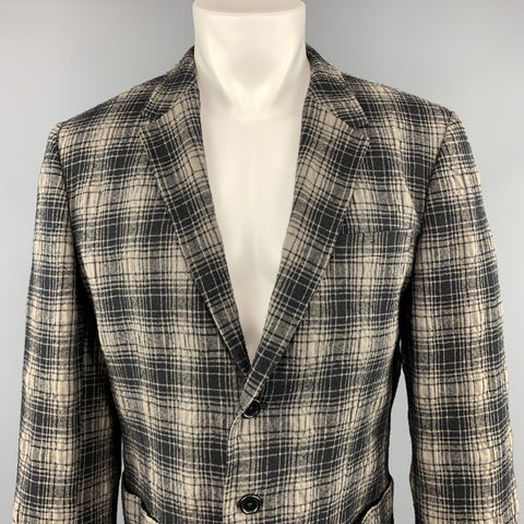 PS by PAUL SMITH Chest Size 40 Plaid Black & Grey Wool / Cotton Sport Coat