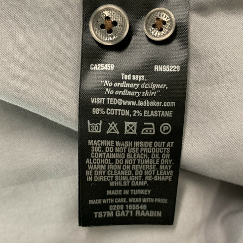 TED BAKER Size L Grey Cotton Elastane Long Sleeve Shirt