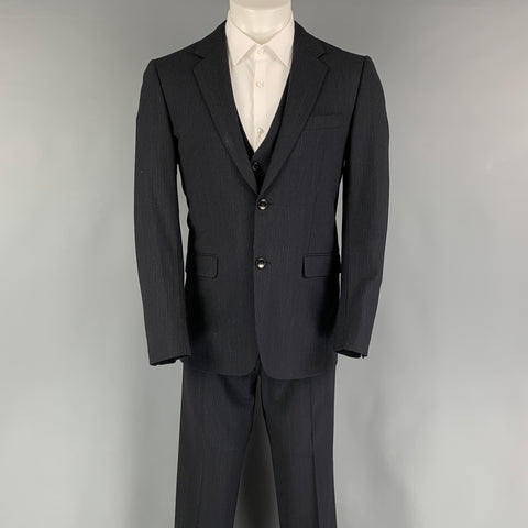 THEORY Size 40 Black Grey Pinstripe Wool Lycra Single breasted 34 Suit