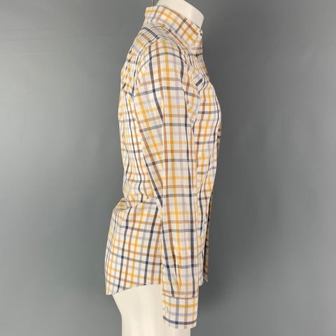 JACK SPADE Size XS Yellow White & Blue Checkered Cotton Long Sleeve Shirt