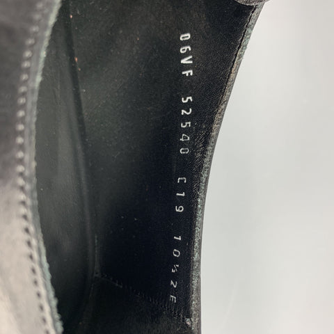 SALVATORE FERRAGAMO Size 11.5 Solid Black Leather Monk Strap Loafers
