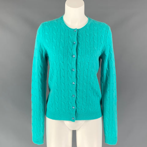 BLACK LABEL RALPH LAUREN Cárdigan de punto de ochos de cachemira talla L Aqua