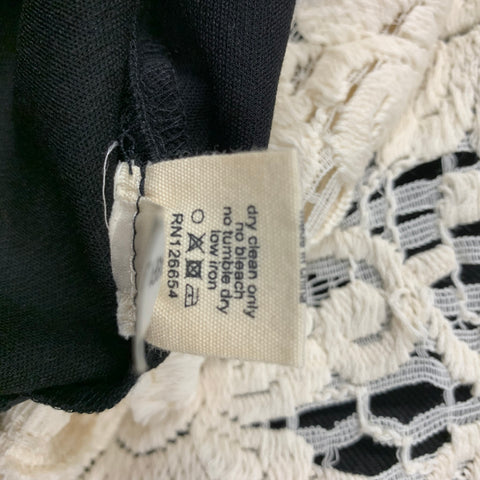 L'AGENCE Size 2 Cream Black Cotton Nylon See Through Cap Sleeves Dress