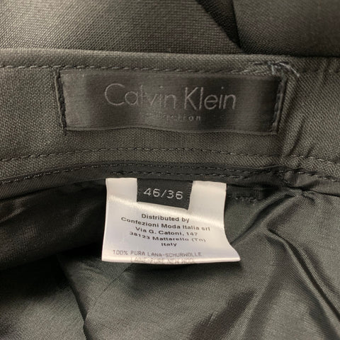 CALVIN KLEIN COLLECTION Size 36 Charcoal Wool Notch Lapel Suit