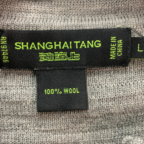 SHANGHAI TANG Size L Grey Knitted Ribbed Wool Dress