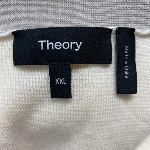 THEORY Size XXL Cream Taupe Merino Wool Blend V-Neck Cardigan