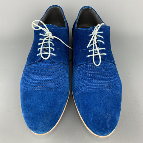 HUGO BOSS Taille 9,5 Lacets pointus en daim perforé bleu