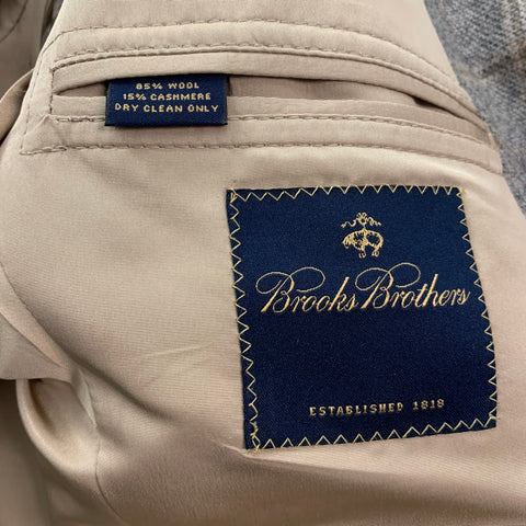 BROOKS BROTHERS Taille 40 Veste en cachemire à carreaux en laine gris beige