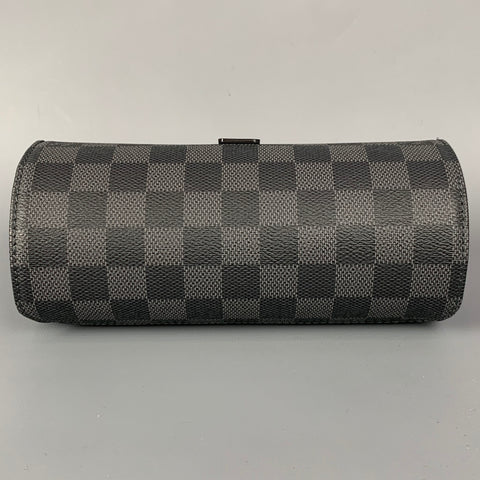 LOUIS VUITTON Black & Grey Damier Graphite Cated Canvas 3 Watch Case