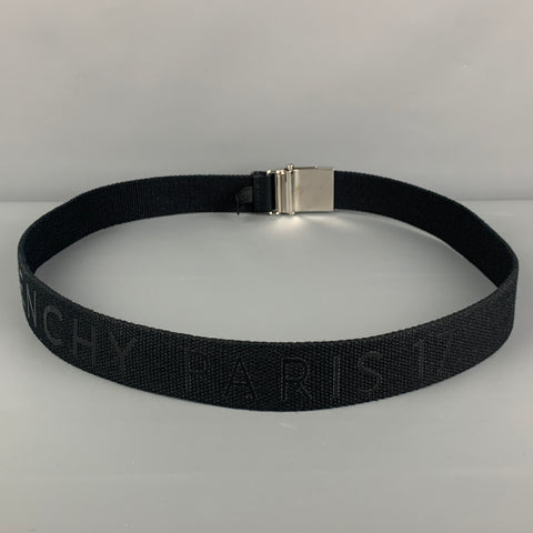 GIVENCHY Size M Black Canvas Paris 17 Belt
