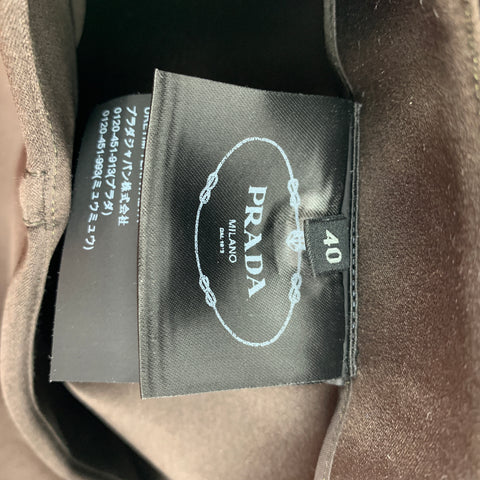 PRADA Talla 4 Minifalda de seda satinada doble marrón